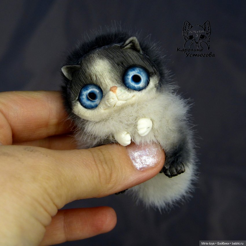Три котенка — Игрушки в смешанной технике (мех и глина): Арт (фото 3)