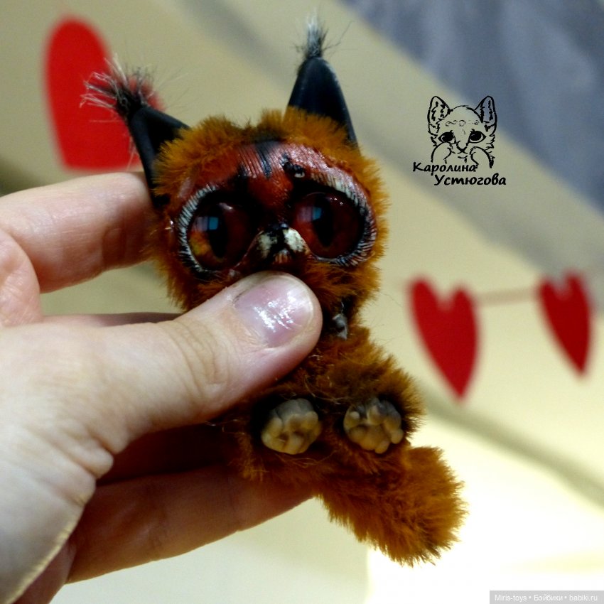 Котята Каркала — Игрушки в смешанной технике (мех и глина): Арт