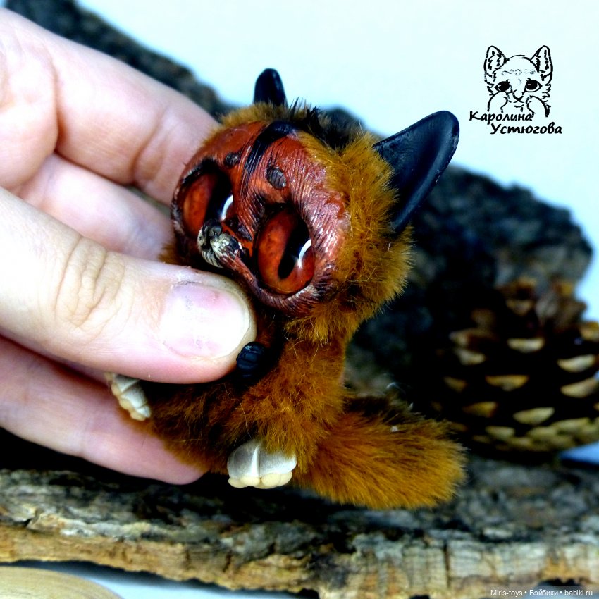 Котята Каркала — Игрушки в смешанной технике (мех и глина): Арт