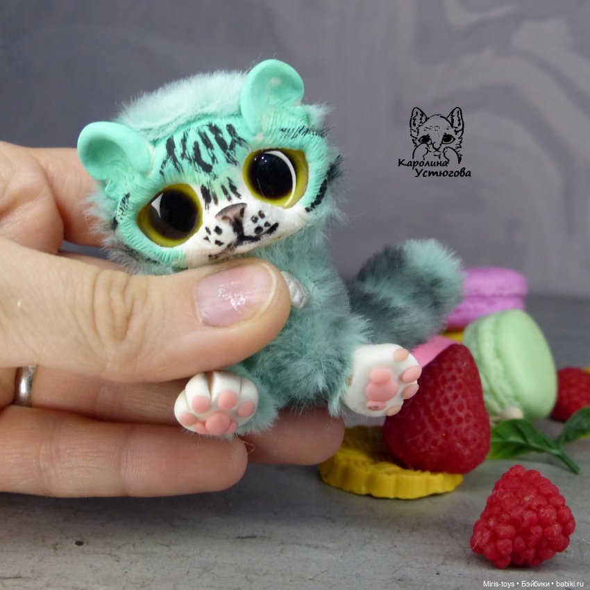 Мятные тигрята — Игрушки в смешанной технике (мех и глина): Арт (фото 7)