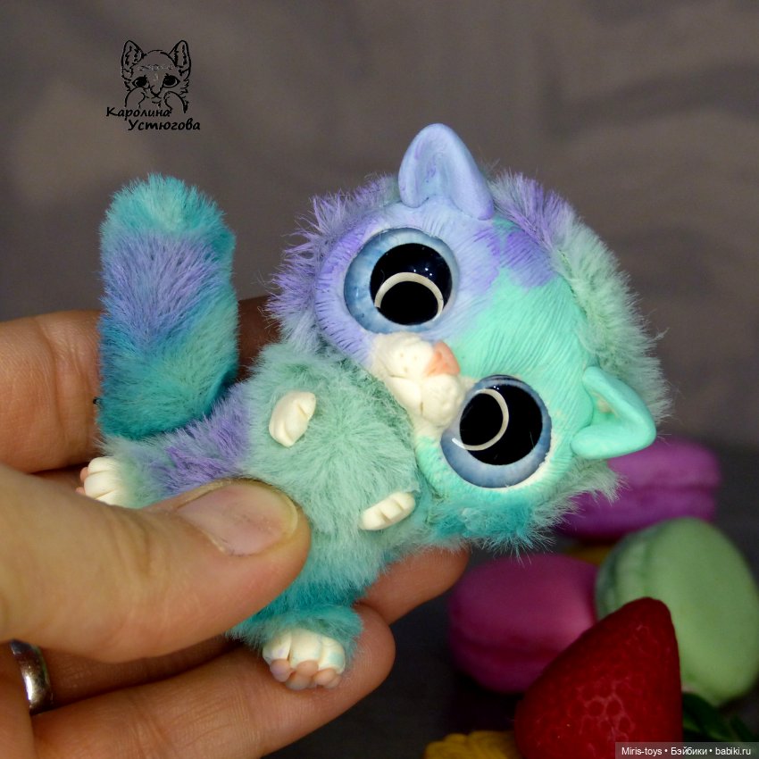 Котятушки конфетки — Игрушки в смешанной технике (мех и глина): Арт