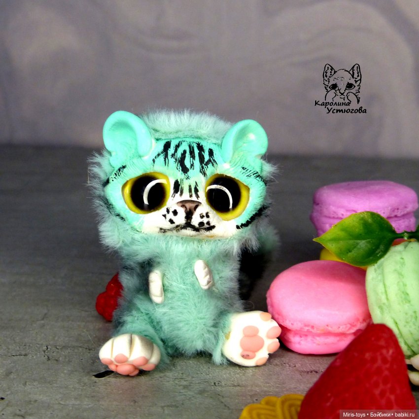 Мятные тигрята — Игрушки в смешанной технике (мех и глина): Арт (фото 6)