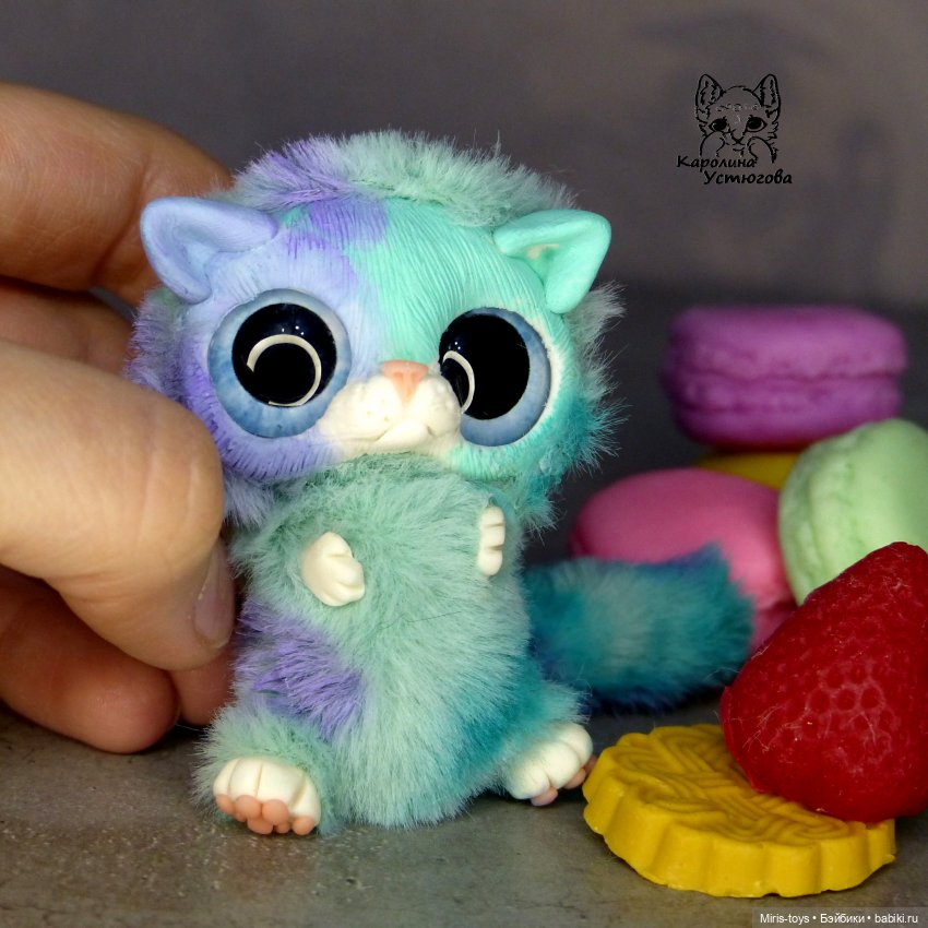 Котятушки конфетки — Игрушки в смешанной технике (мех и глина): Арт