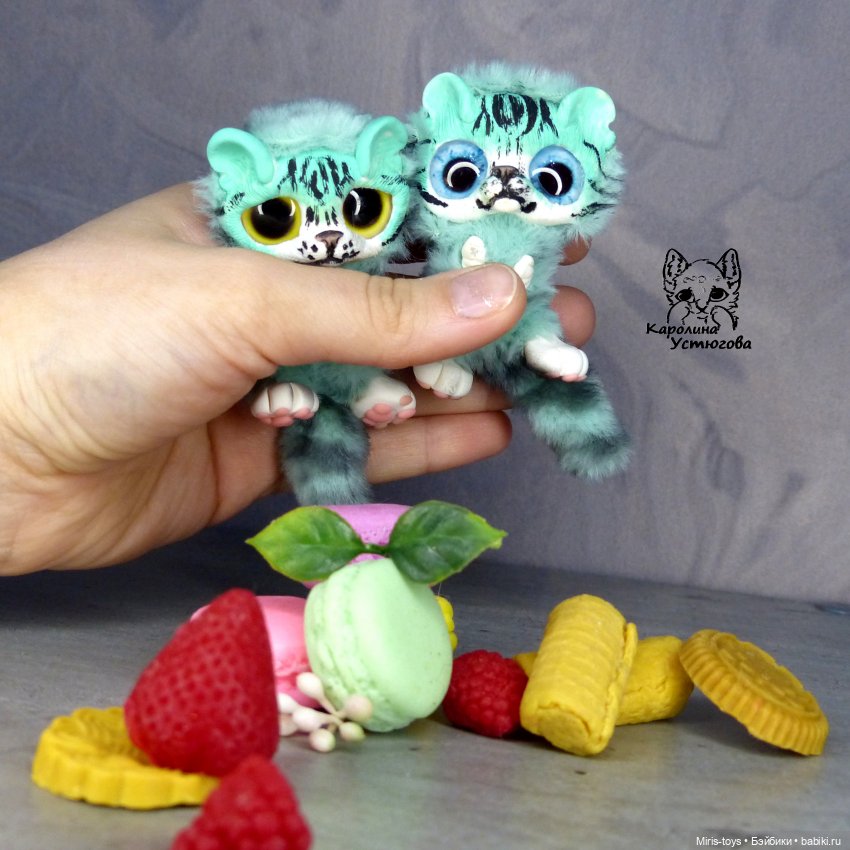 Мятные тигрята — Игрушки в смешанной технике (мех и глина): Арт (фото 3)