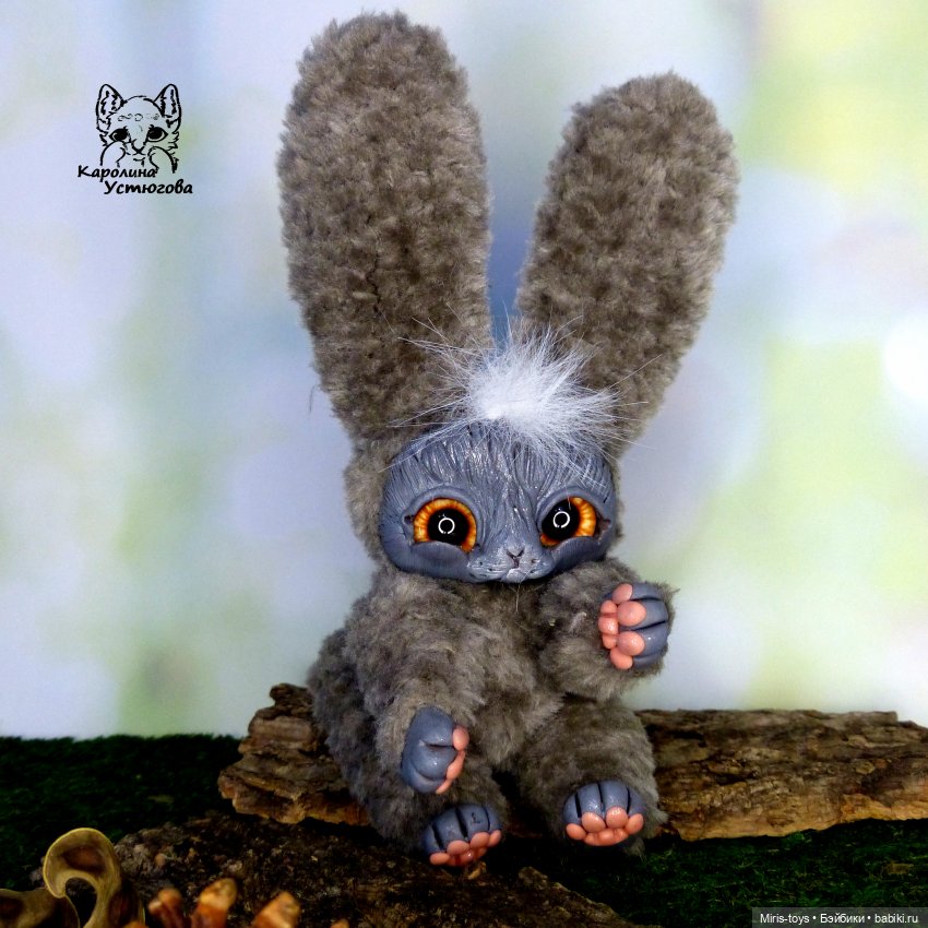 Зайчик — Игрушки в смешанной технике (мех и глина): Арт (фото 7)