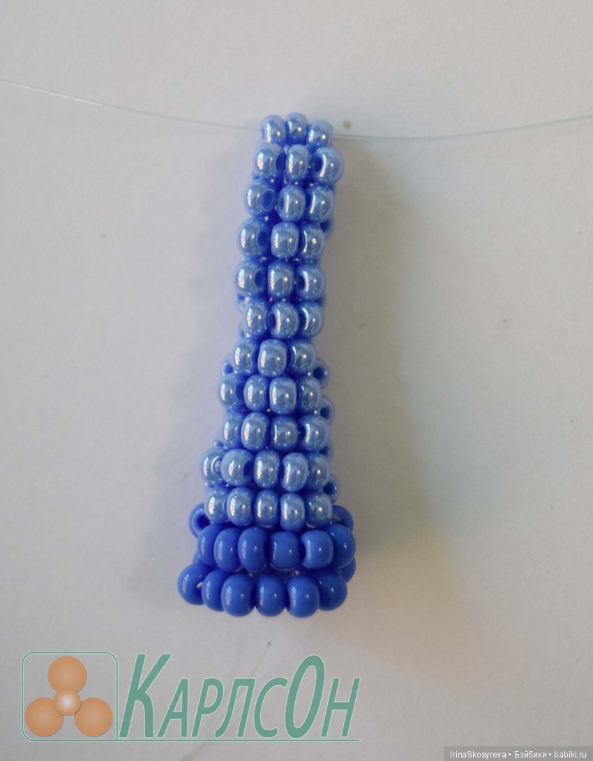 Далее 12 рядов выполняем по 3 бусинки