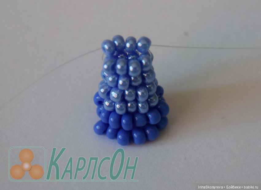 Следующие 4 ряда по 4 бусинки