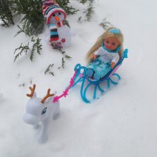 Катания на санках с mini baby born и принцессой Эвочкой