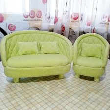 Комплект диван+кресло с подушками "Нежная зелень"