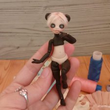 Панда. Авторская шарнирная кукла.