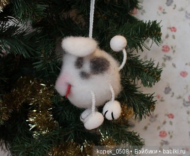 Ёлочная игрушка собака Шарик (он же Санта Шарикус), валяный из шерсти. Мастер-класс с видео (фото 6)