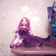 Таксочка из шерсти, длинношерстная