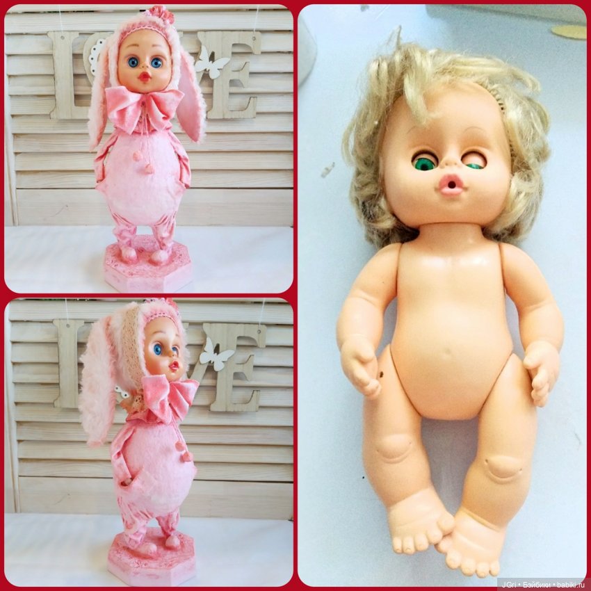 Новая жизнь старой куклы. Розовый кролик