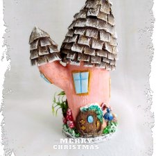 Домик сказочный, для елки и интерьера из ваты