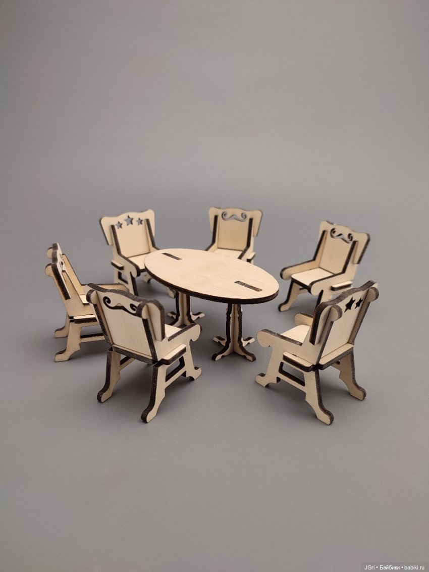 Набор мебели для маленьких кукол (из фанеры), 40 предметов