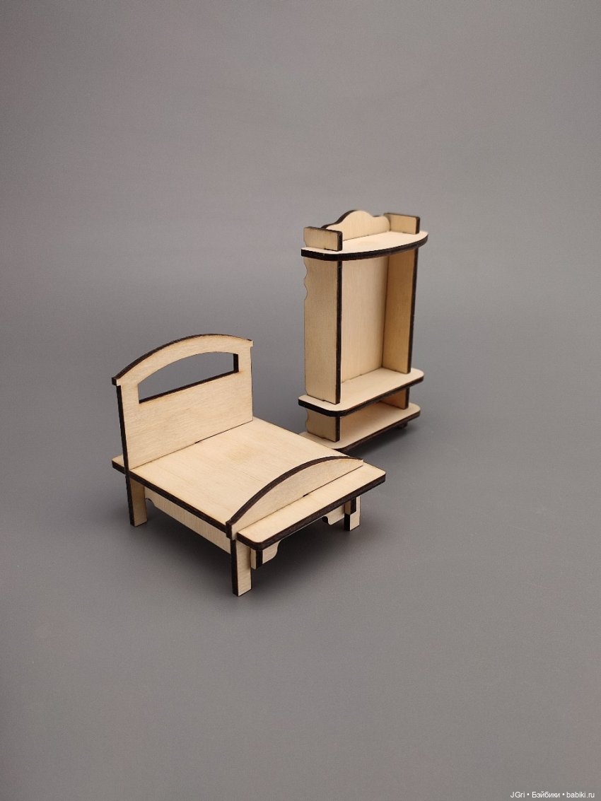 Набор мебели для маленьких кукол (из фанеры), 40 предметов (фото 2)