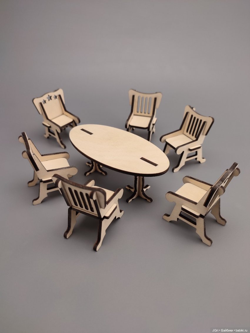Набор мебели для маленьких кукол (из фанеры), 40 предметов