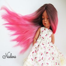 Шоколадно-розовый парик