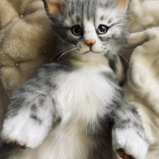 Авторская игрушка серый Котенок