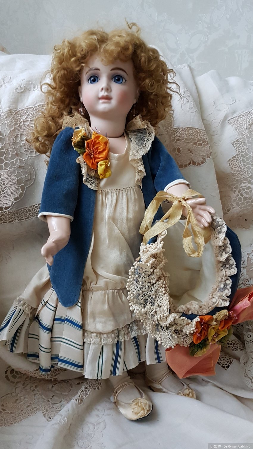 "Девушка-ВЕСНА"- реплика антикварной куклы Andre Thuillier (AT) от Jamie Englert (Джейми Энглерт) в наряде от Mary Lambeth