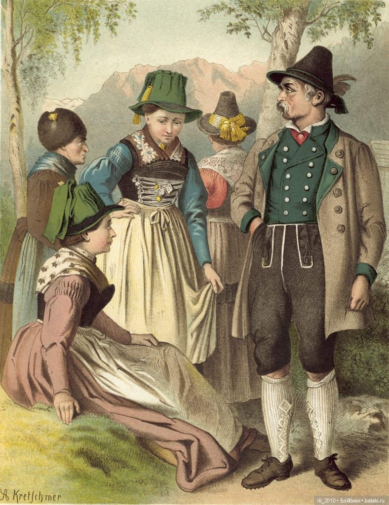 Альберт Кречмер "Традиционные германские костюмы середины XIX века". Часть 3 (хромолитографии)