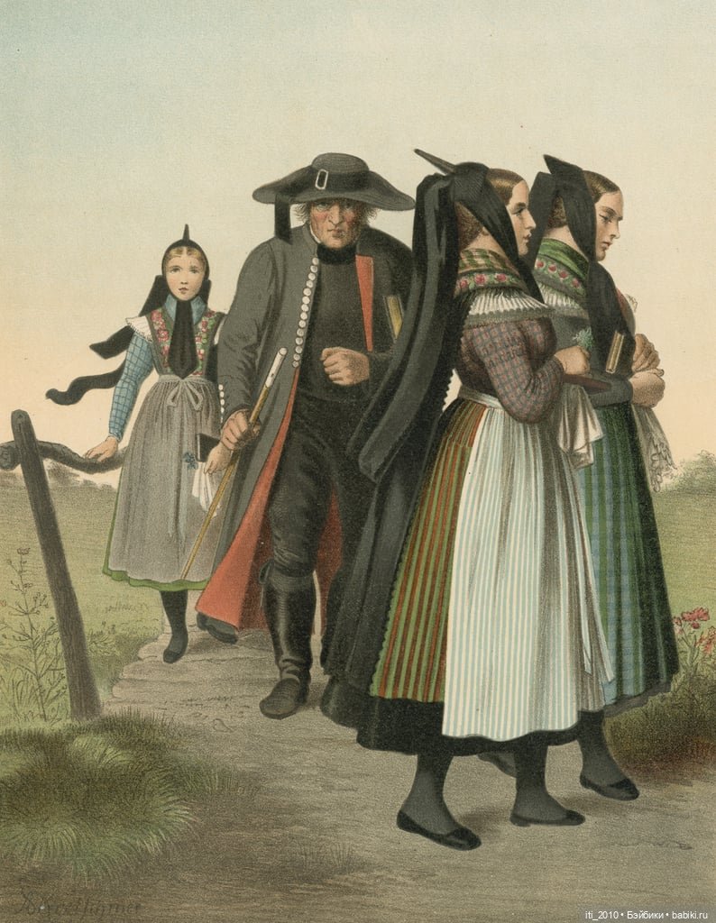 Альберт Кречмер "Традиционные германские костюмы середины XIX века". Часть 3 (хромолитографии)