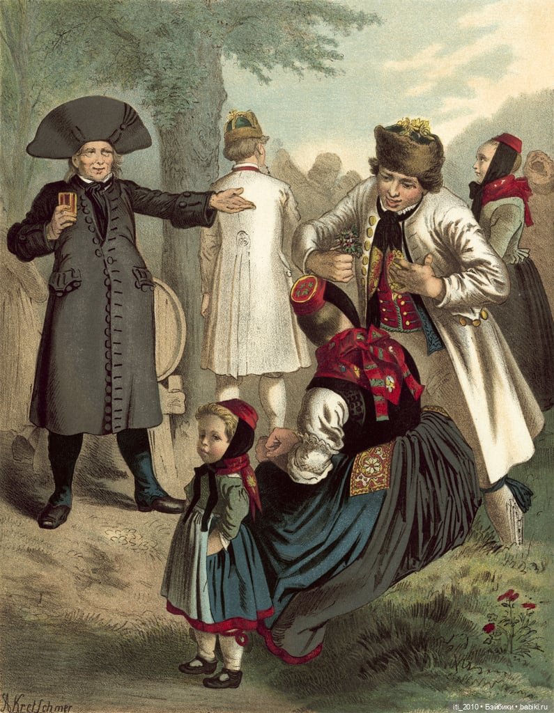 Альберт Кречмер "Традиционные германские костюмы середины XIX века". Часть 3 (хромолитографии)