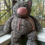 Продам мягкую игрушку большого Серого кота с розовым носом 50 см
