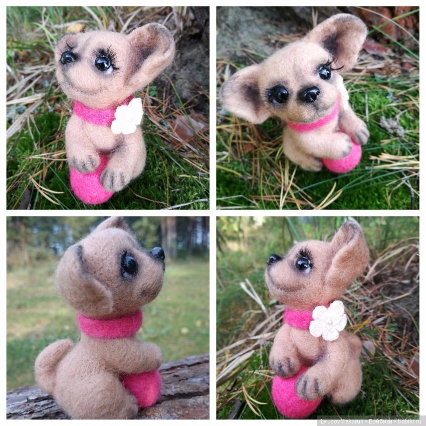 Чихуашка с мячиком — Валяные игрушки из шерсти: сухое валяние