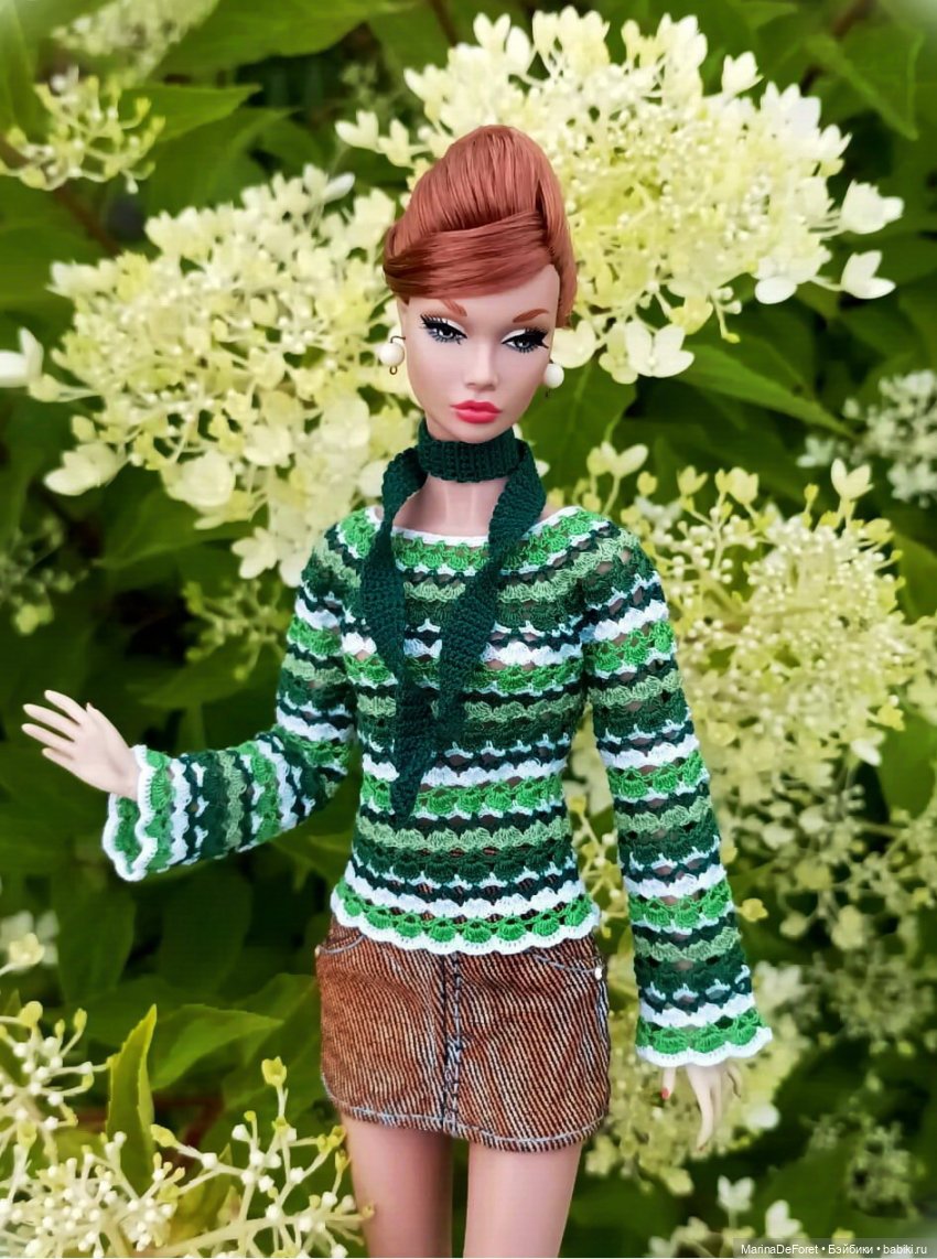 Вязаная одежда для кукол - часть третья - в одну нитку