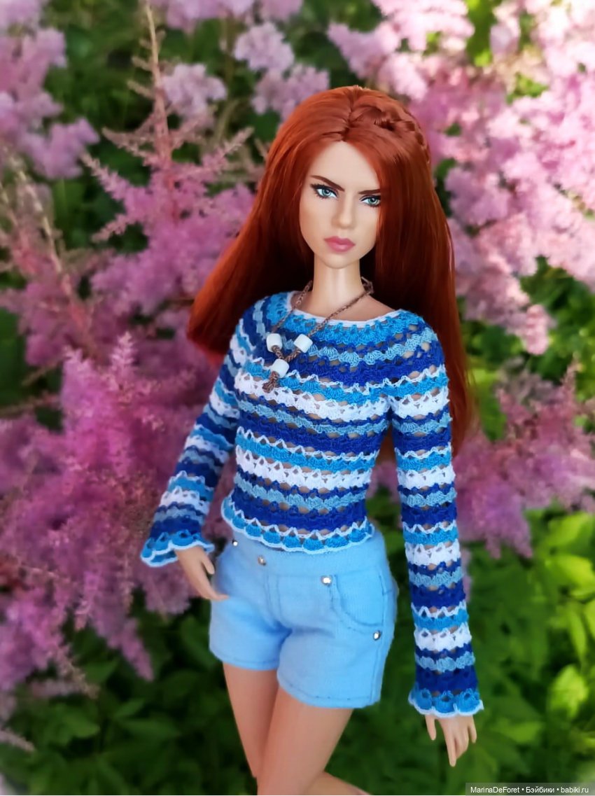 Вязаная одежда для кукол - часть третья - в одну нитку