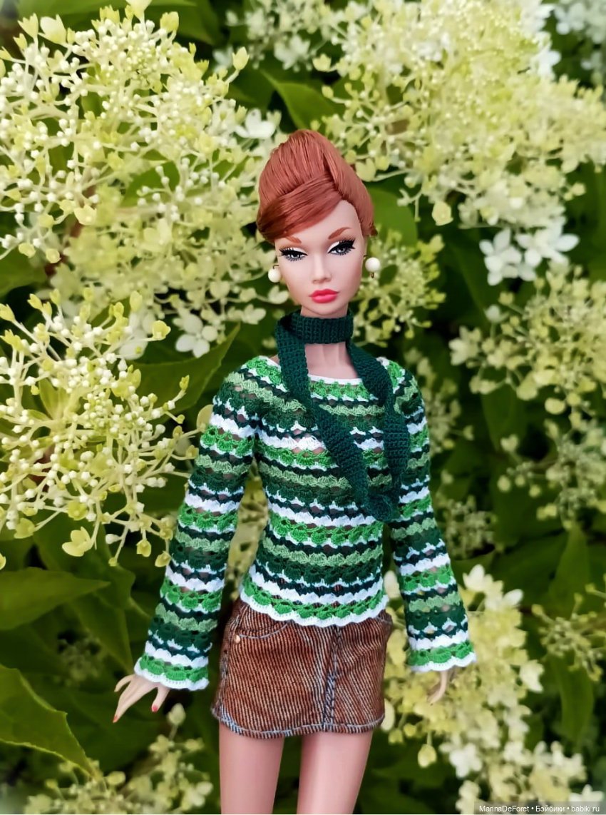 Вязаная одежда для кукол - часть третья - в одну нитку