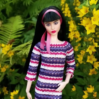 Вязаная одежда для кукол - часть третья - в одну нитку