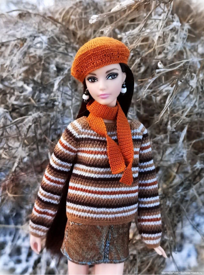 Вязаная одежда для кукол - часть семнадцатая - декабрь в горчичных оттенках