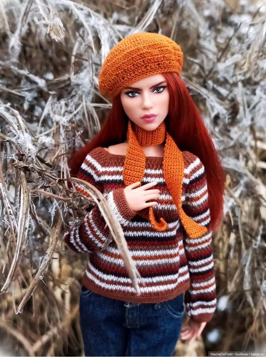 Вязаная одежда для кукол - часть семнадцатая - декабрь в горчичных оттенках