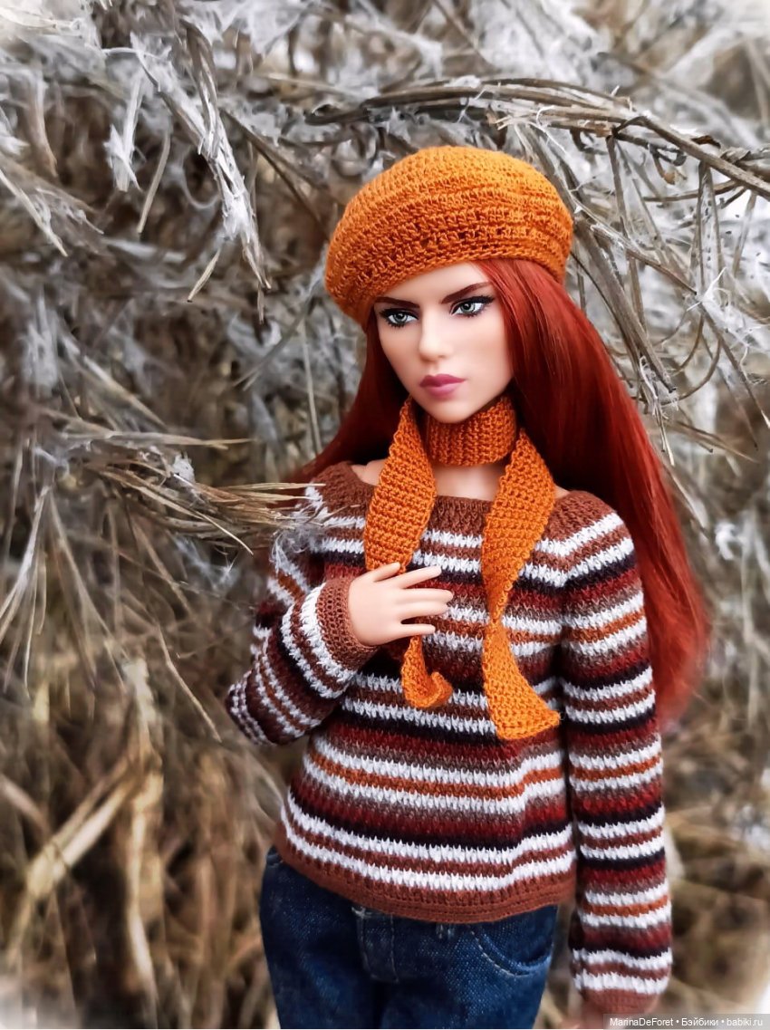Вязаная одежда для кукол - часть семнадцатая - декабрь в горчичных оттенках