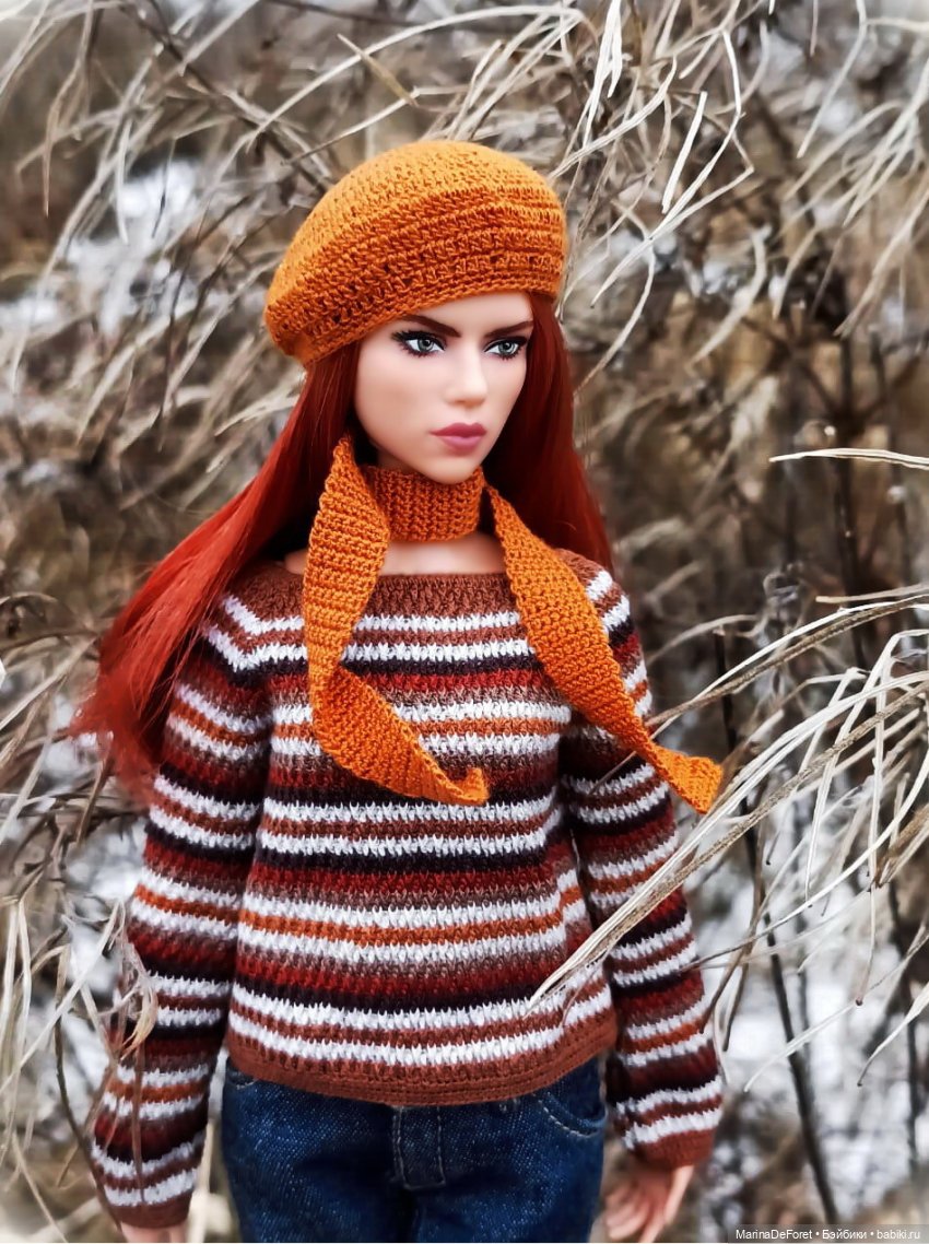 Вязаная одежда для кукол - часть семнадцатая - декабрь в горчичных оттенках