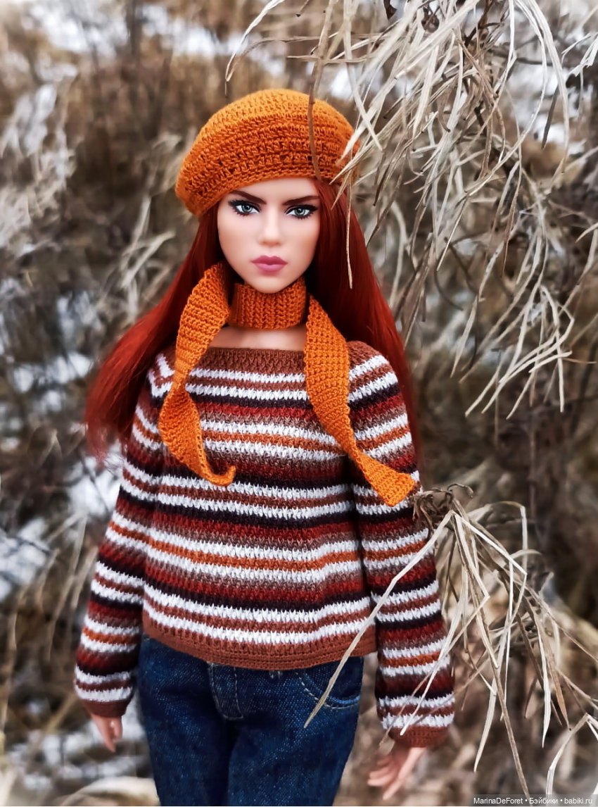 Вязаная одежда для кукол - часть семнадцатая - декабрь в горчичных оттенках
