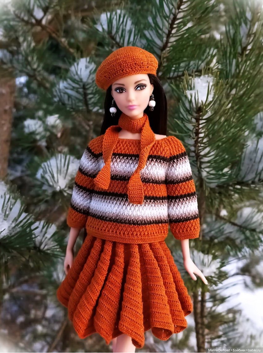 Вязаная одежда для кукол - часть семнадцатая - декабрь в горчичных оттенках