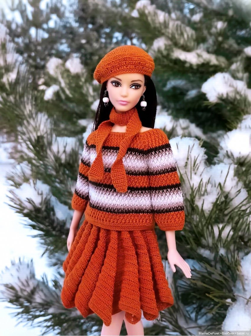 Вязаная одежда для кукол - часть семнадцатая - декабрь в горчичных оттенках