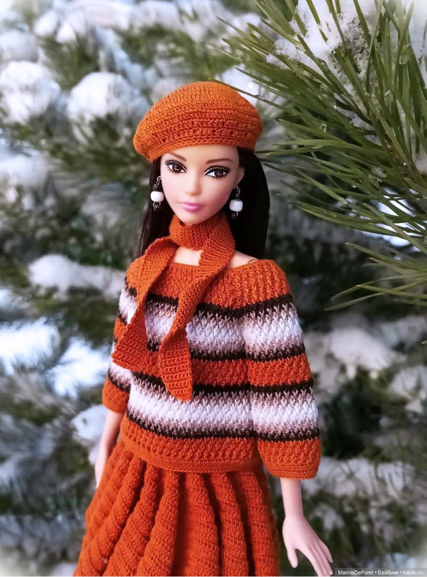 Вязаная одежда для кукол - часть семнадцатая - декабрь в горчичных оттенках