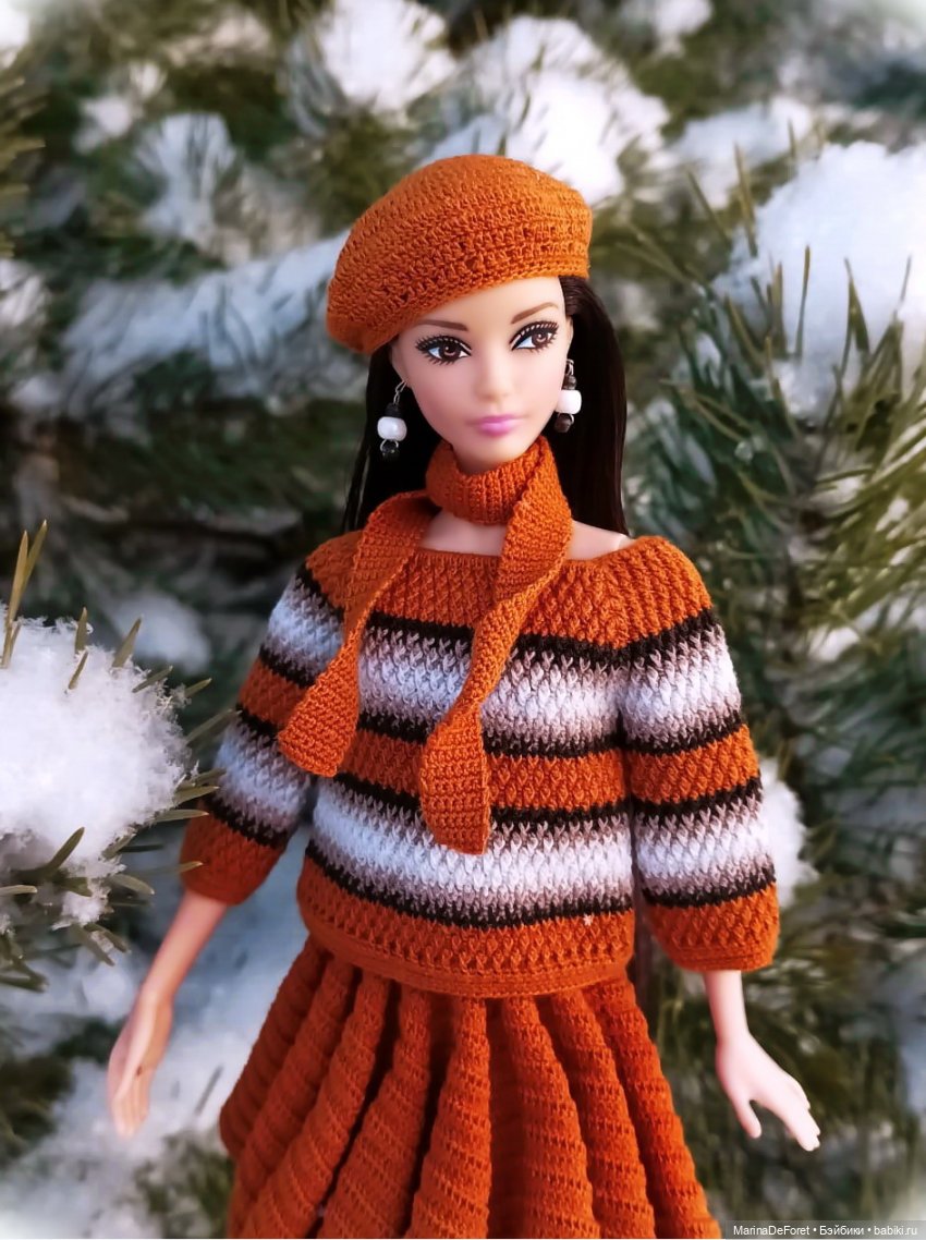 Вязаная одежда для кукол - часть семнадцатая - декабрь в горчичных оттенках