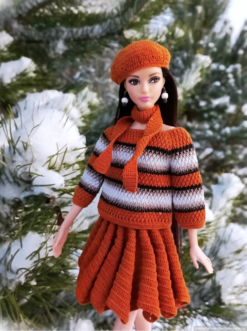 Вязаная одежда для кукол - часть семнадцатая - декабрь в горчичных оттенках