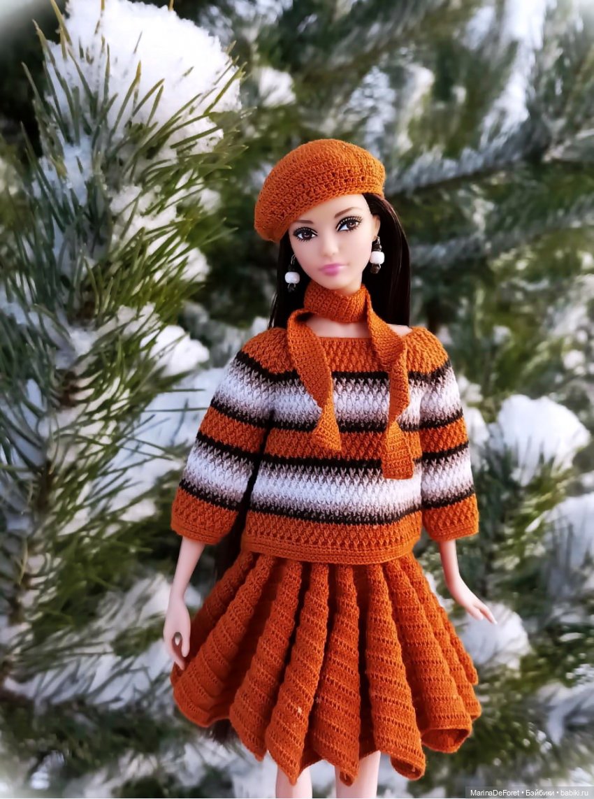 Вязаная одежда для кукол - часть семнадцатая - декабрь в горчичных оттенках