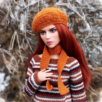 Вязаная одежда для кукол - часть семнадцатая - декабрь в горчичных оттенках
