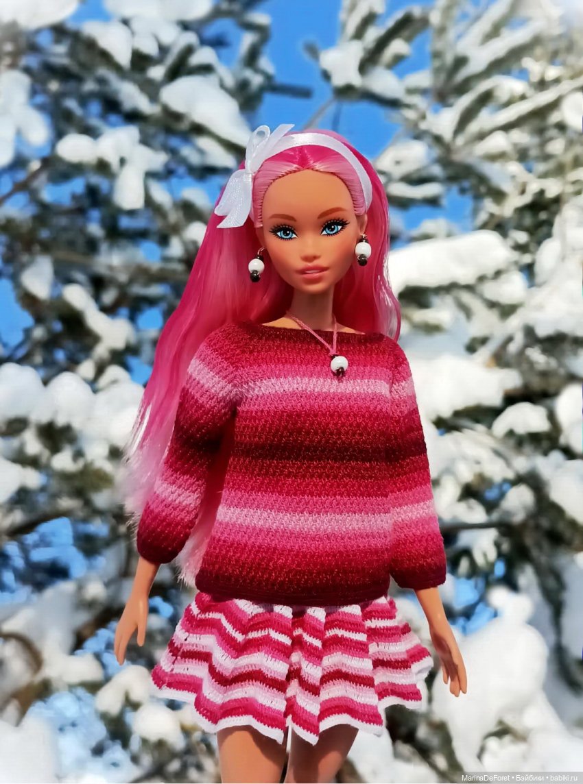 Вязаная одежда для кукол - часть двадцатая - и снова розовый