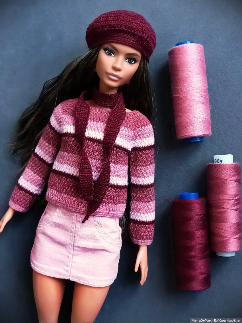 Вязаная одежда для кукол - часть двадцатая - и снова розовый