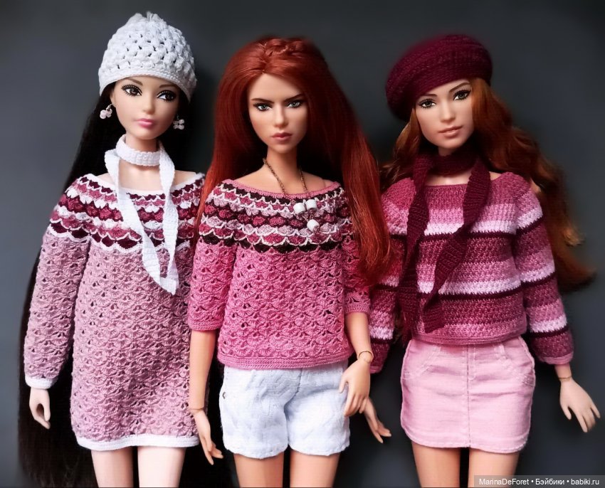 Вязаная одежда для кукол - часть двадцать первая - платья