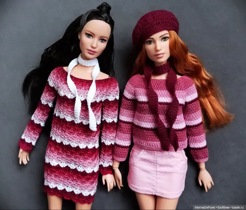 Вязаная одежда для кукол - часть двадцать первая - платья