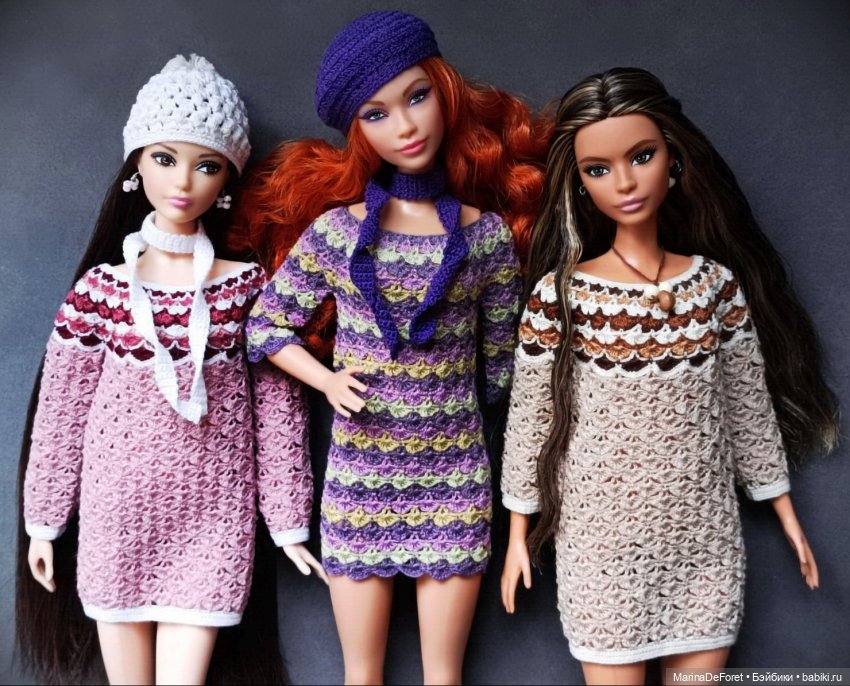 Вязаная одежда для кукол - часть двадцать первая - платья